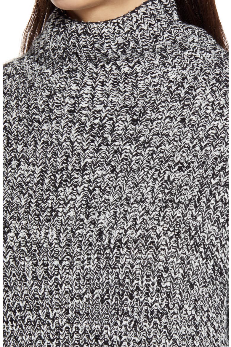 Shaker Mock Neck Sweater, Alternate, color, BLACK- IVORY MARL