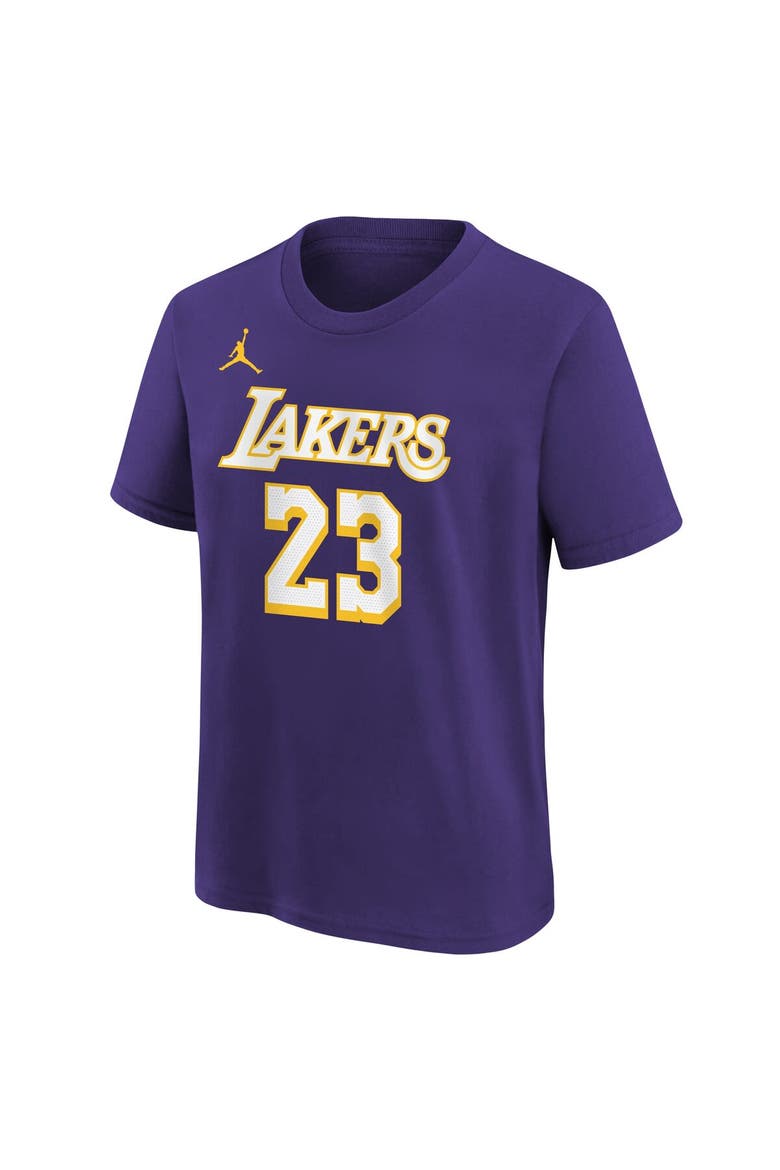 Youth Jordan Brand LeBron James Purple Los Angeles Lakers Statement Edition Name & Number T-Shirt, Alternate, color, Purple