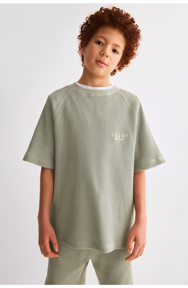 H&M 2-piece Waffled Jersey Set, Alternate, color, Light Khaki Green