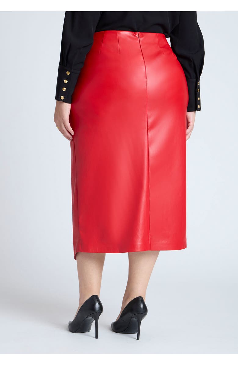 ELOQUII Wrap Front Faux Leather Midi Skirt, Alternate, color, Totally Black