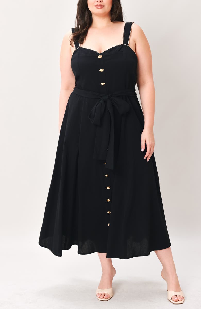 FREEMARKET Midi Shirtdress, Alternate, color, Black