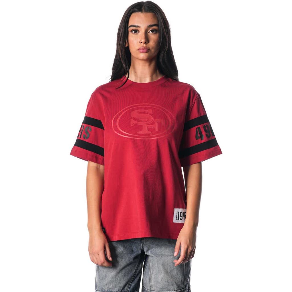 The Wild Collective Scarlet San Francisco 49ers Drop Shoulder T-shirt In Red