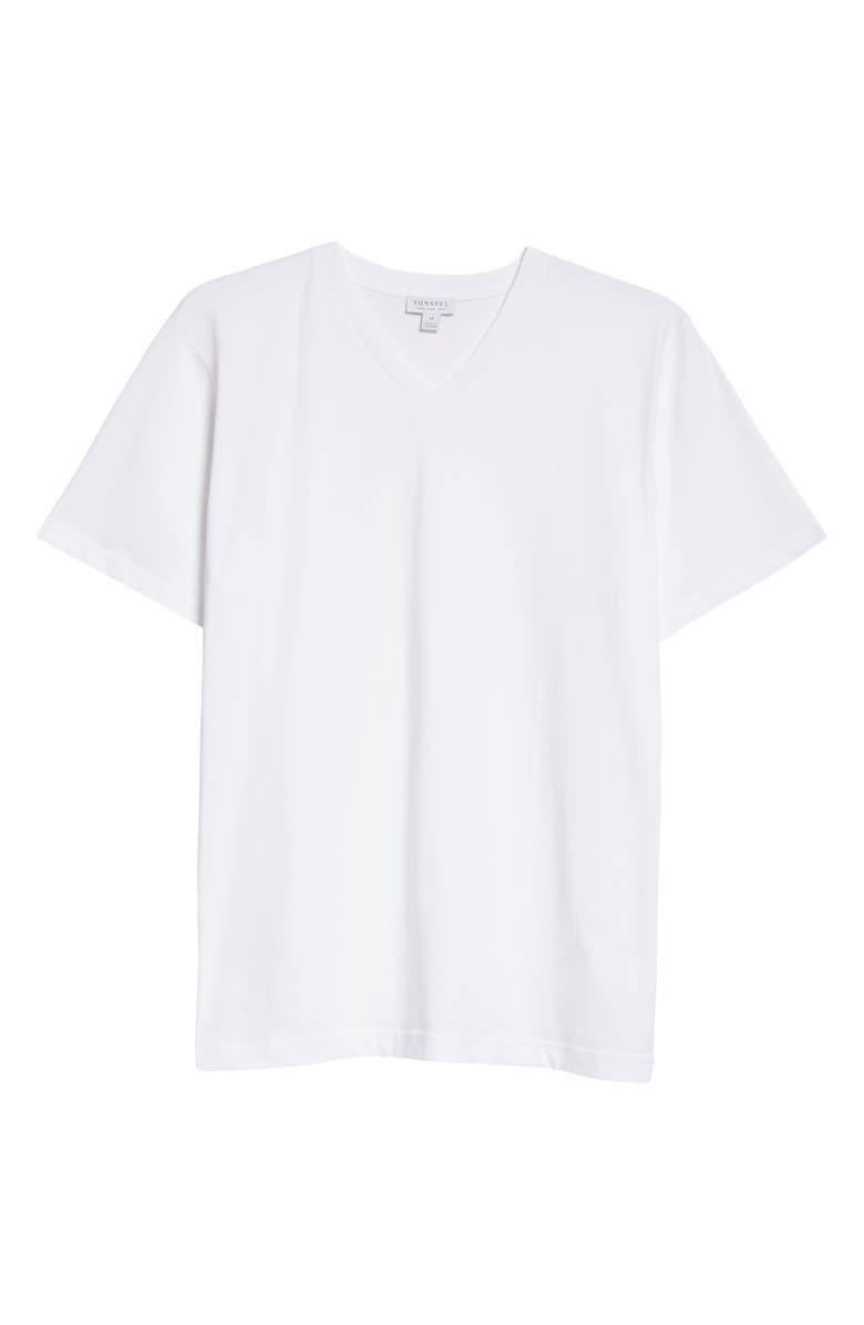 Sunspel V-Neck T-Shirt, Alternate, color, White
