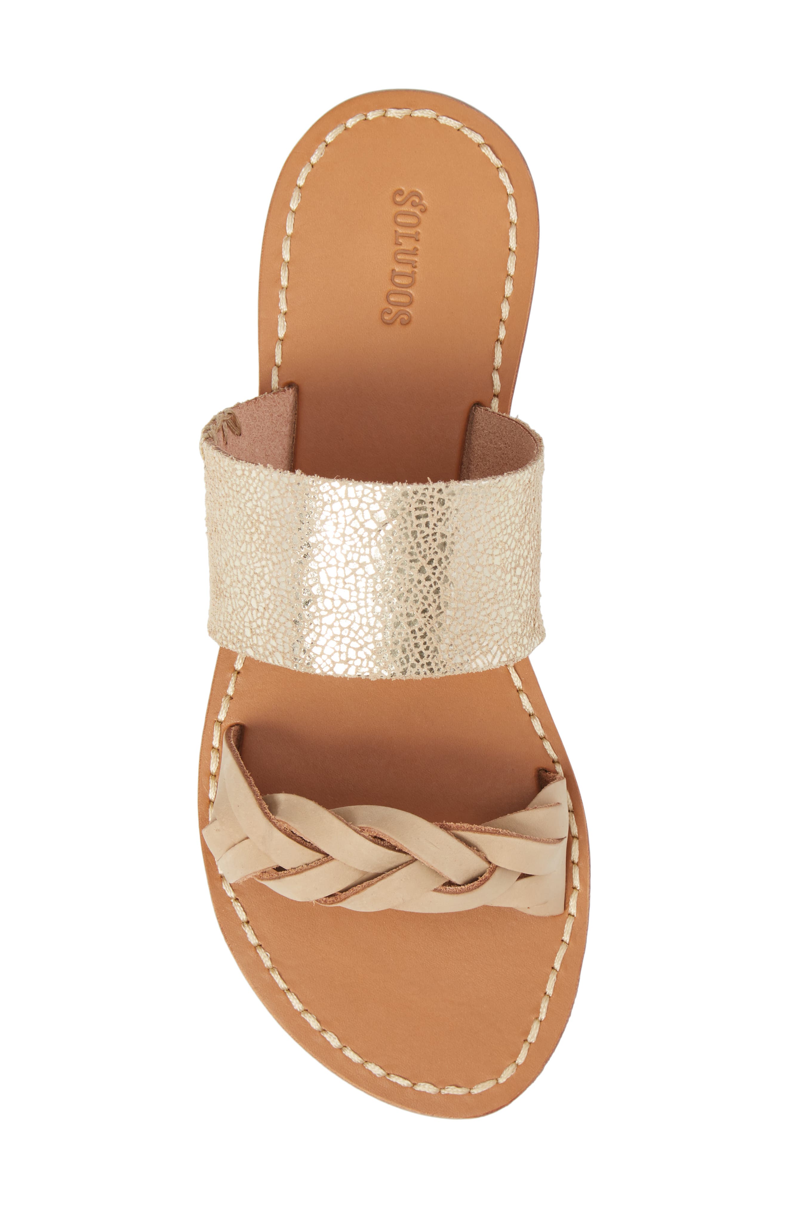 Slide Sandal, Alternate, color, NUDE/ PALE GOLD LEATHER