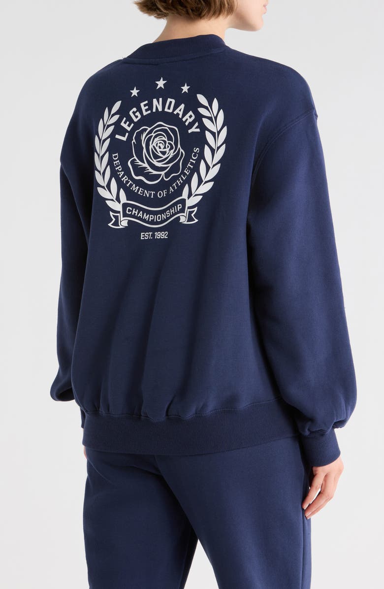 YOGALICIOUS The Varsity Vault Fleece Sweatshirt, Alternate, color, Naval Blue