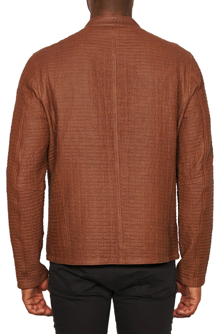 Perforated Lambskin Leather Jacket, Alternate, color, BROWN