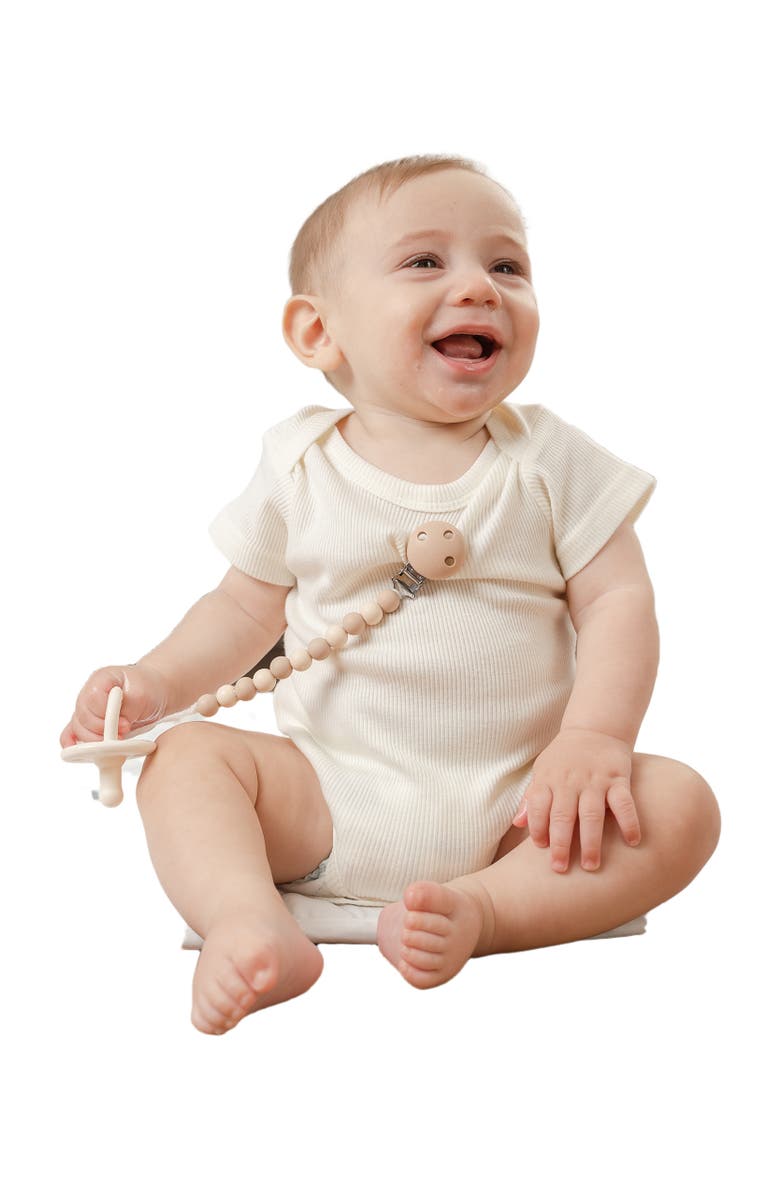 Comfy Cubs Pacifier Clips, 2 Pack, Alternate, color, Beige, Light Beige & White