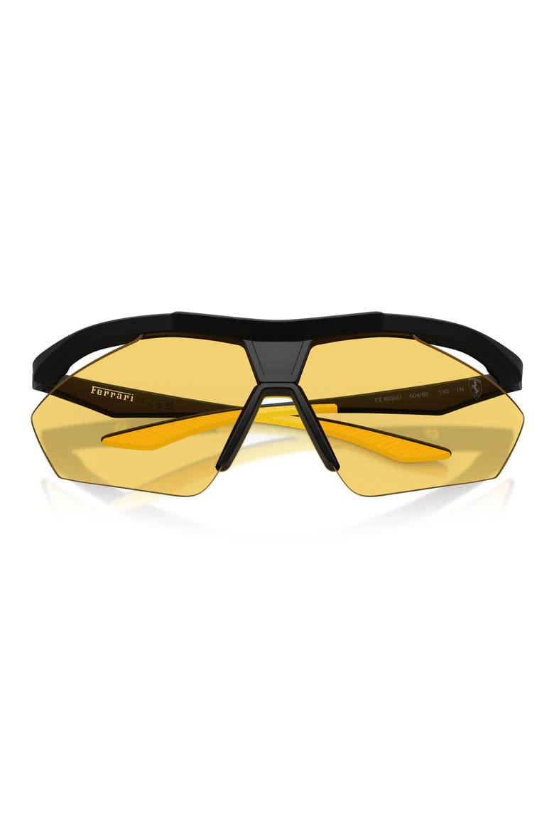 81mm Semi Rimless Irregular Sunglasses, Alternate, color, BLACK MATTE / YELLOW SOLID