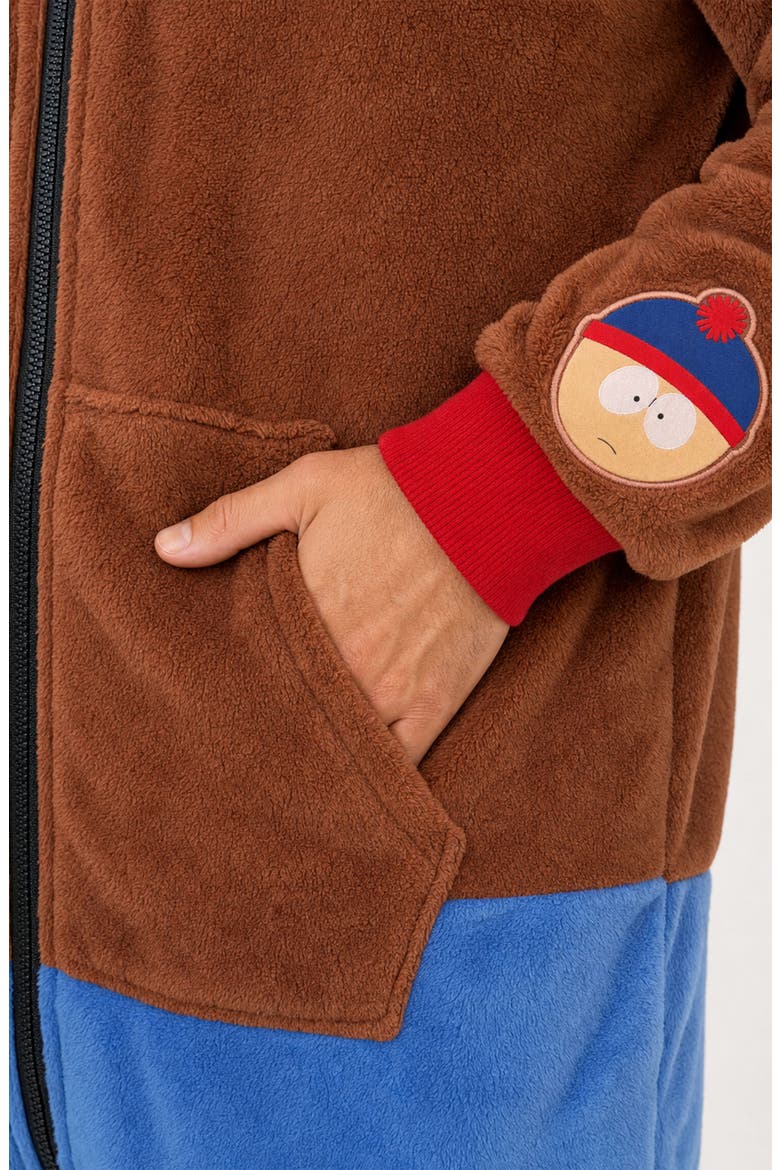 South Park Stan Fleece Hooded Jumpsuit, Alternate, color, BROWN