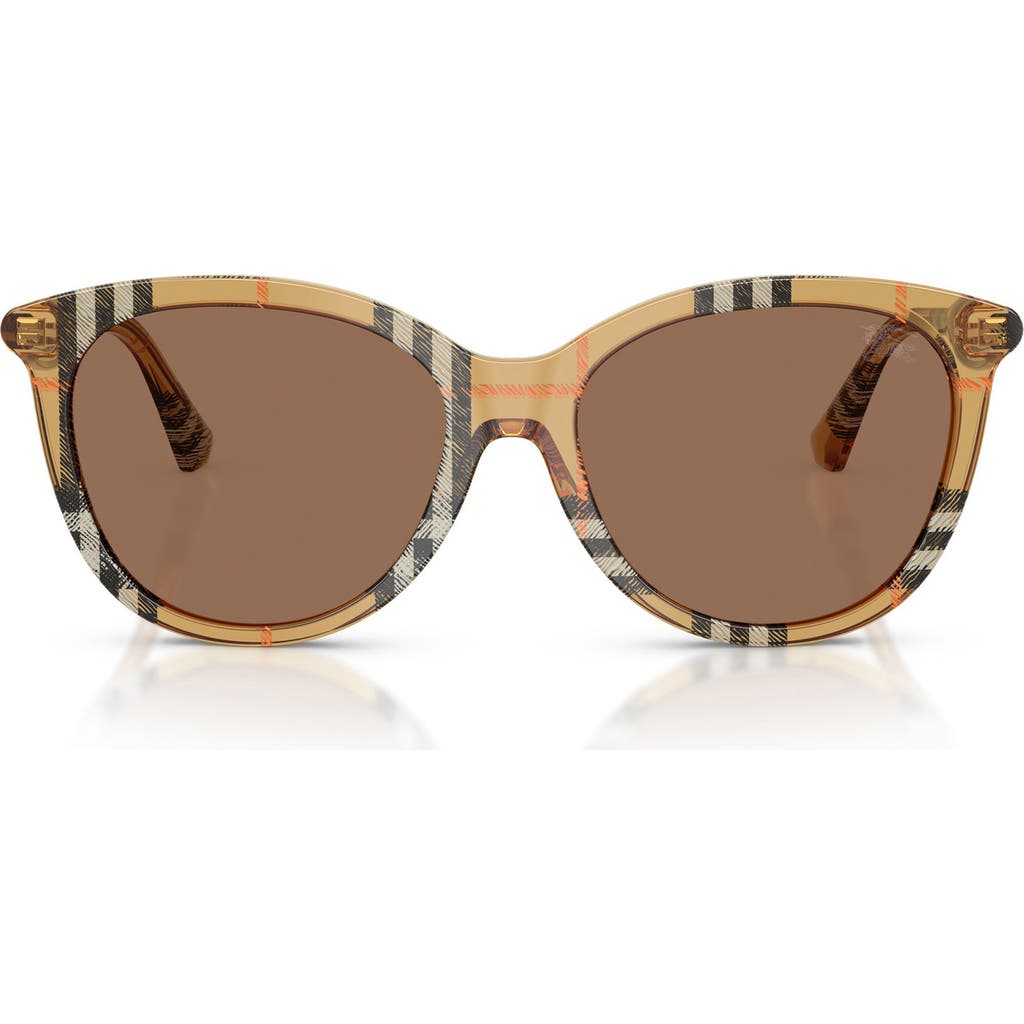 Burberry Be4455f Round Acetate Sunglasses In Dark Brown