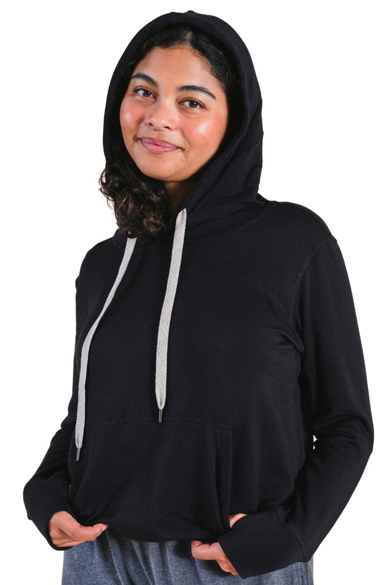 POPLINEN Betty Modal Hoodie, Main, color, Black