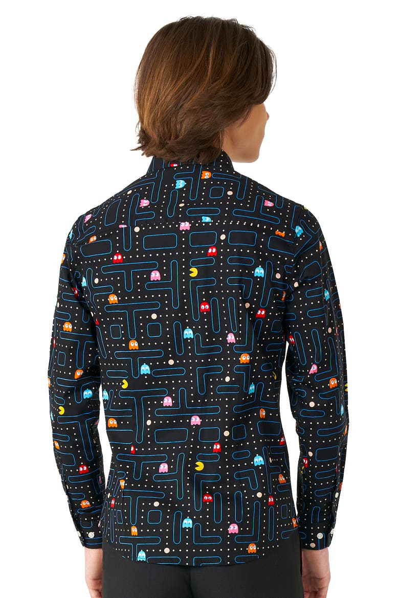 Kids Pac-Man™ Dress Shirt, Alternate, color, BLACK