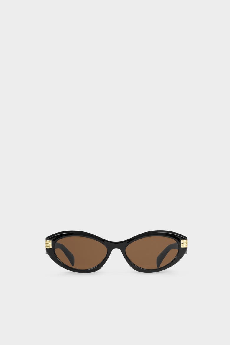 Bordeaux Slim Oval Sunglasses in Black, Alternate, color, Black