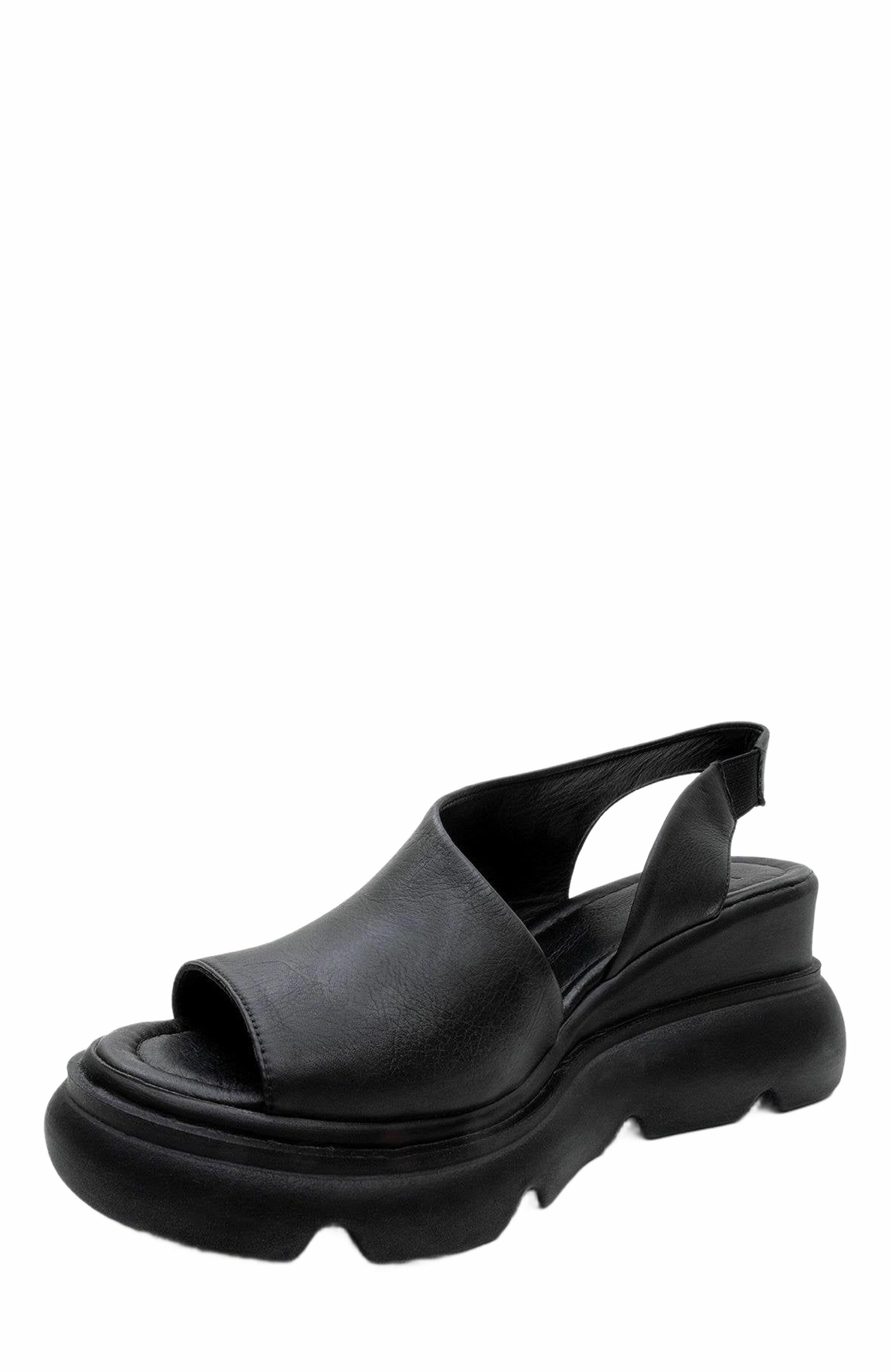 Forever & Always Shoes Agusto Leather Platform Sandal, Alternate, color, Black Leather