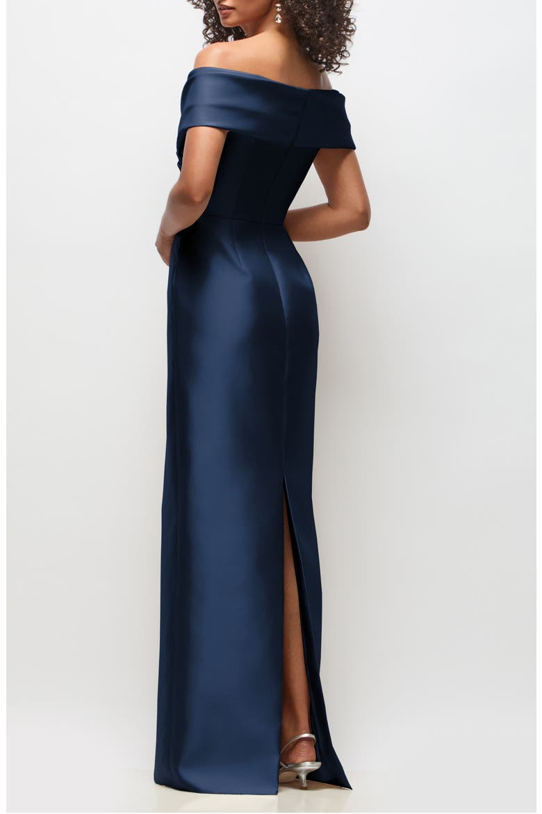 Constance Off the Shoulder Column Gown, Alternate, color, MIDNIGHT