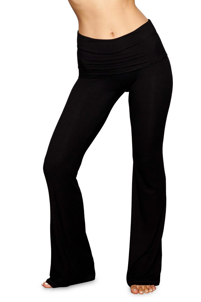 Soft Lounge Foldover Pants, Main, color, ONYX