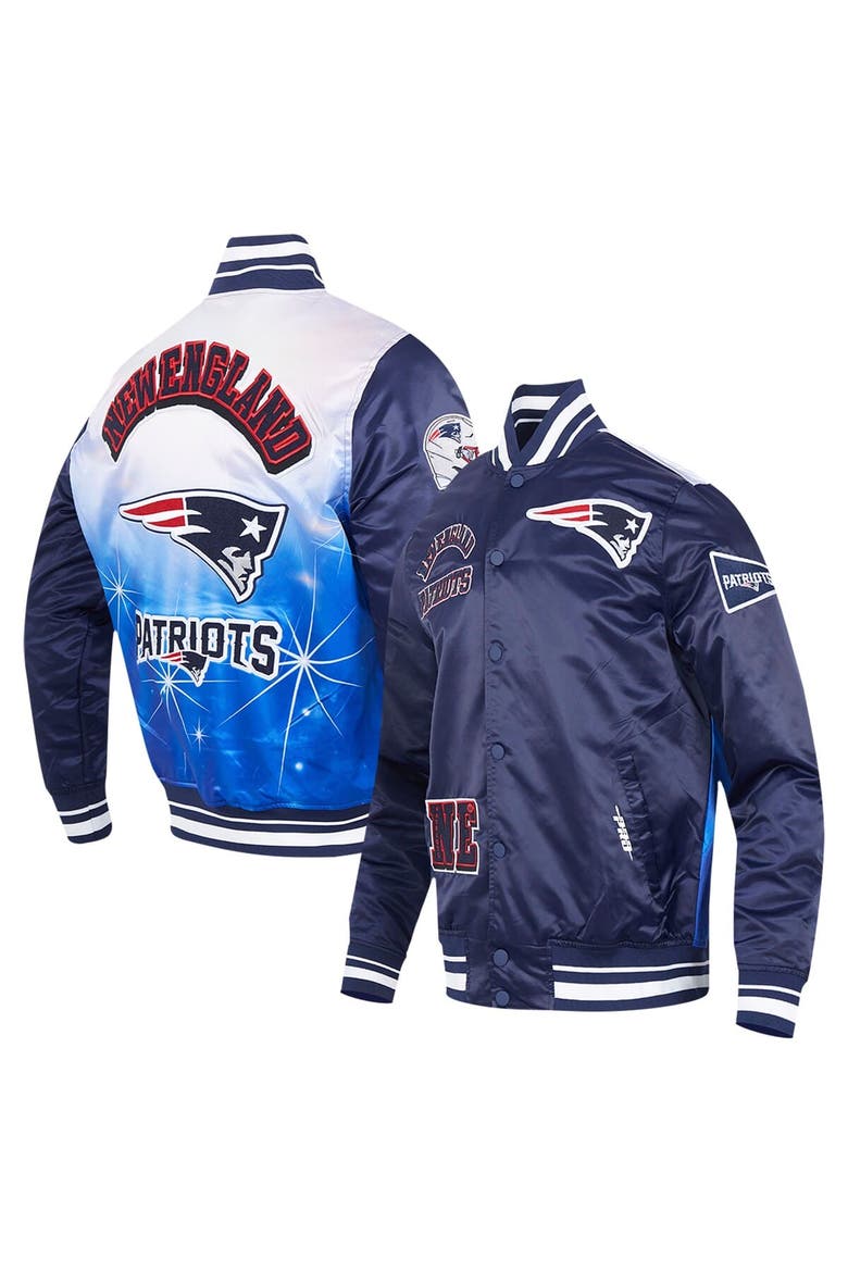 Men's Pro Standard Navy New England Patriots Sublimated Satin Full-Snap Jacket, Main, color, Navy