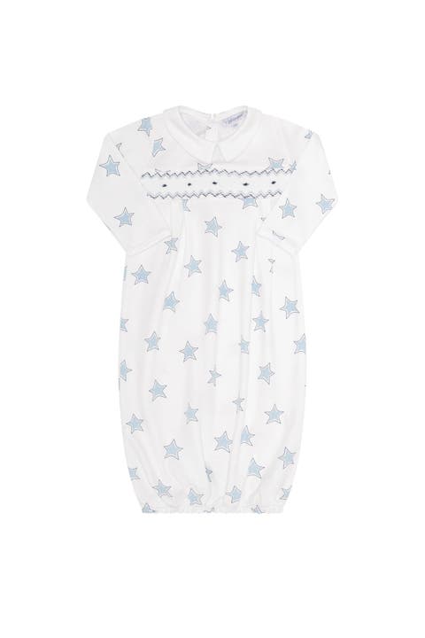 Blue Stars Print Smocked Gown - Baby