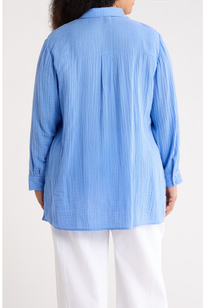 Stripe Organic Cotton Button-Up Shirt, Alternate, color, CORNFLOWER