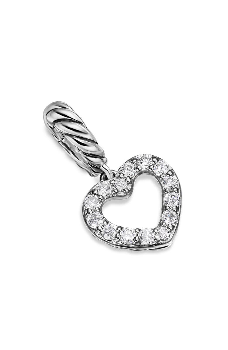 David Yurman Micro Pavé Open Heart Enhancer in Sterling Silver with Diamonds, 6.8mm, Alternate, color, Diamond