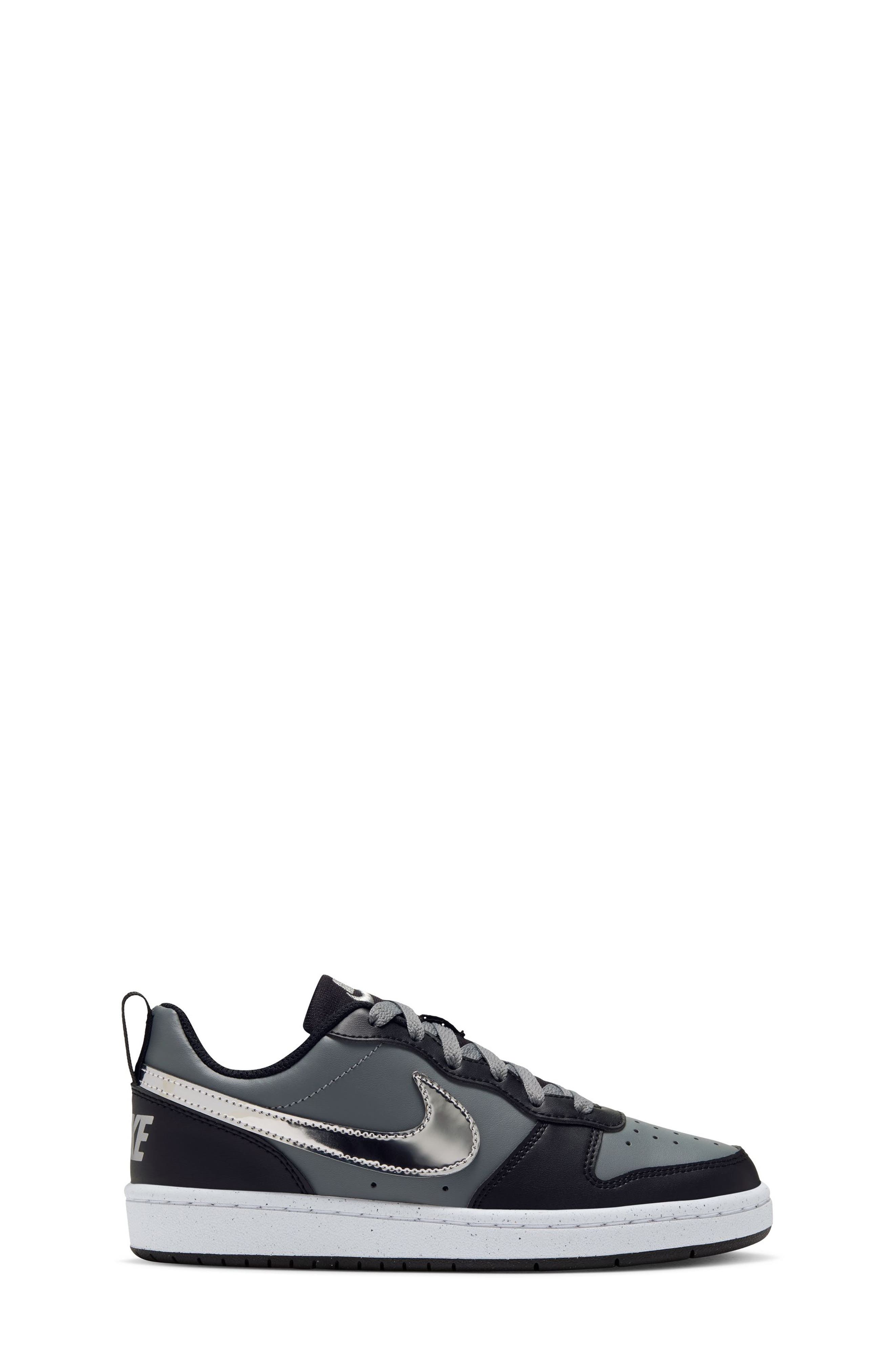 Kids' Court Borough Low Shine Sneaker, Alternate, color, BLACK/ METALLIC SILVER/ GREY