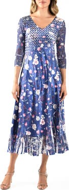 Komarov Charmeuse & Chiffon Cocktail Dress