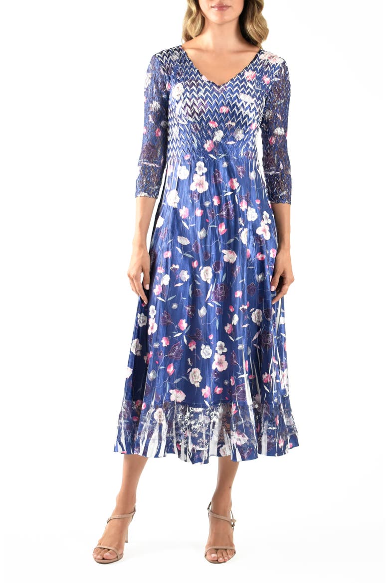 komarov charmeuse & chiffon dress Nordstrom Komarov Lace Trim Charmeuse & Chiffon Dress with Jacket Navy at Nordstrom,