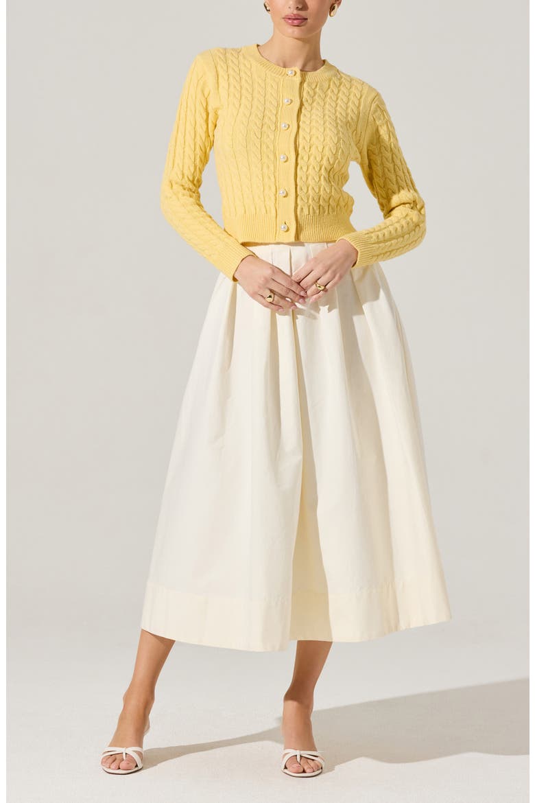 Cotton Midi Skirt, Alternate, color, CREAM