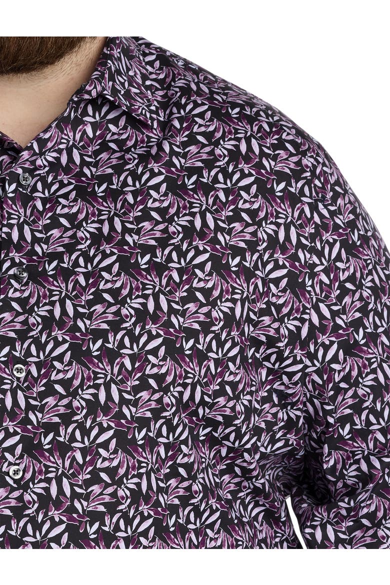 Big & Tall Floral Print Sport Shirt, Alternate, color, PURPLE