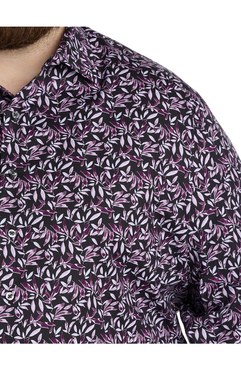 Synrgy by DXL Big & Tall Floral Print Sport Shirt, Alternate, color, Purple