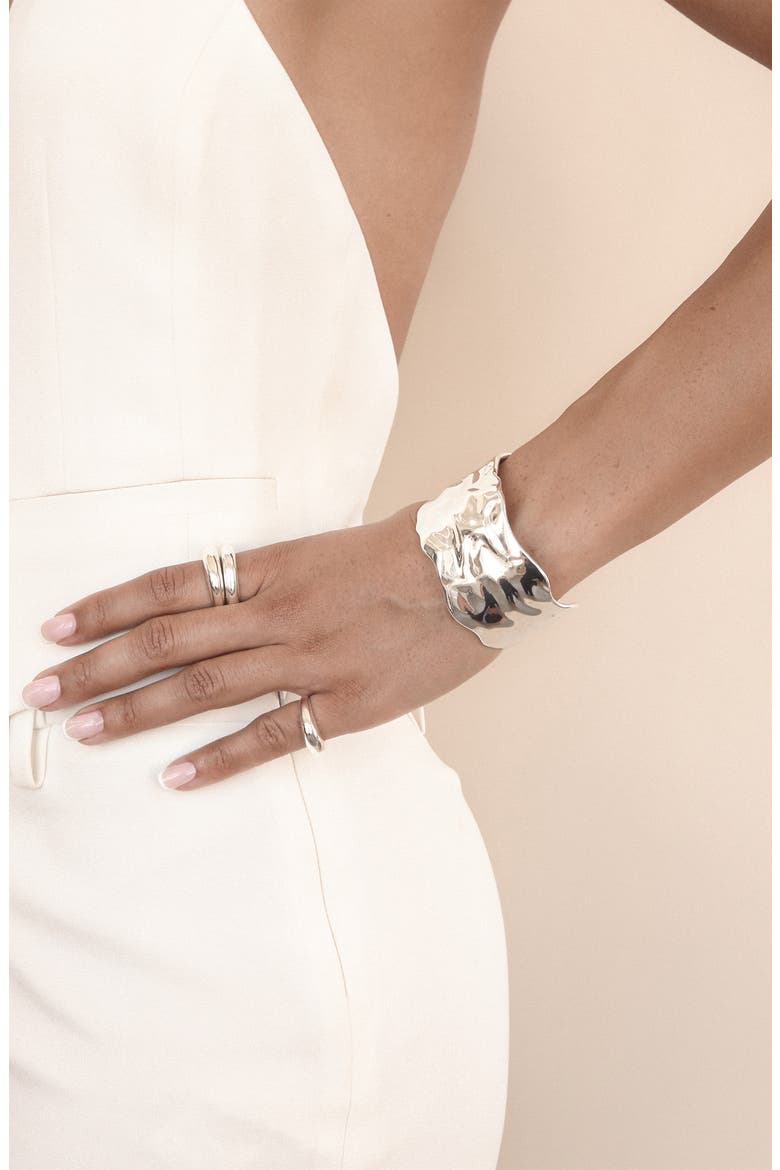 Thick Sculpted Cuff Bracelet, Alternate, color, SILVER