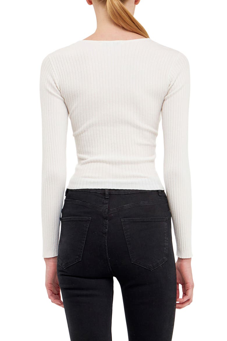 Wrap Front Rib Sweater, Alternate, color, WHITE