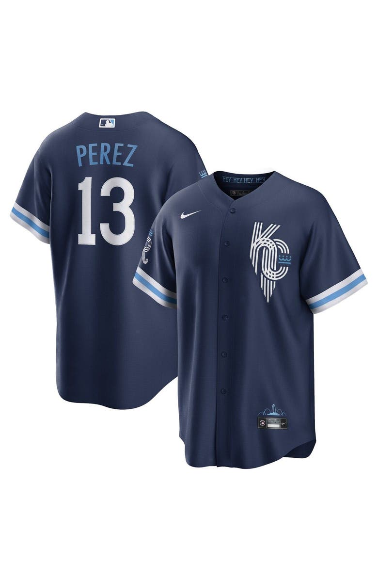 Nike Men's Nike Salvador Perez Navy Kansas City Royals City Connect Replica Player Jersey, Main, color, Navy