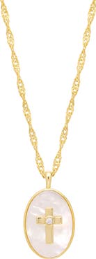 ATHRA LUXE Mother-of-Pearl Cross Pendant Necklace