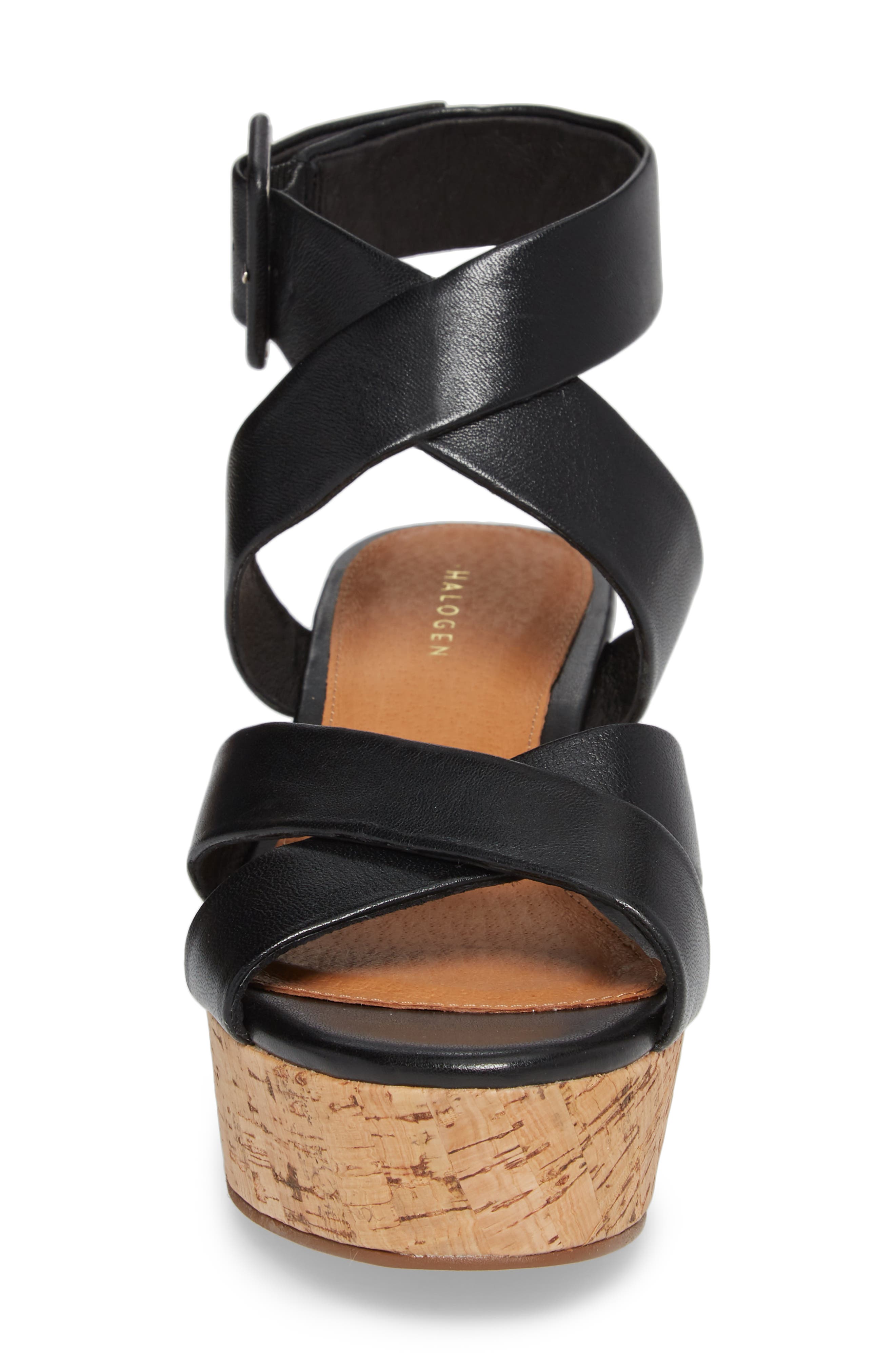 Evie Platform Wedge Sandal, Alternate, color, BLACK LEATHER