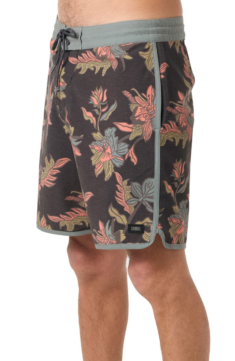 O'Neill Cruzer Stripe Scallop Board Shorts, Alternate, color, Black