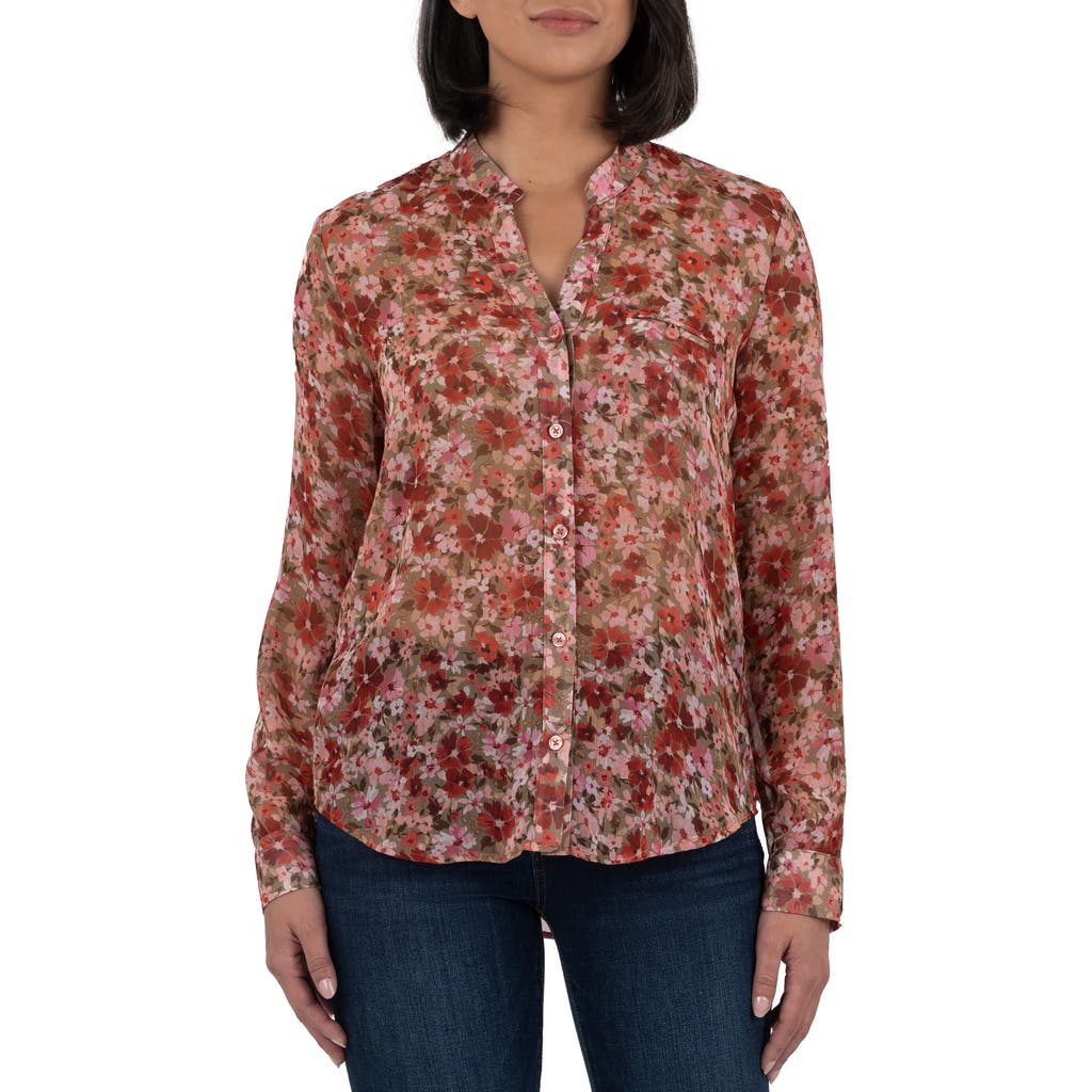 Kut From The Kloth Jasmine Chiffon Button-up Shirt In Multi