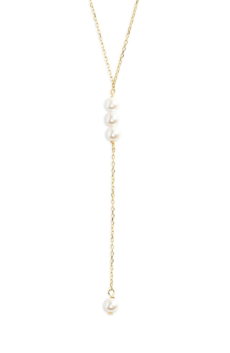 ARGENTO VIVO Triple Pearl Lariat Necklace, Main, color, 