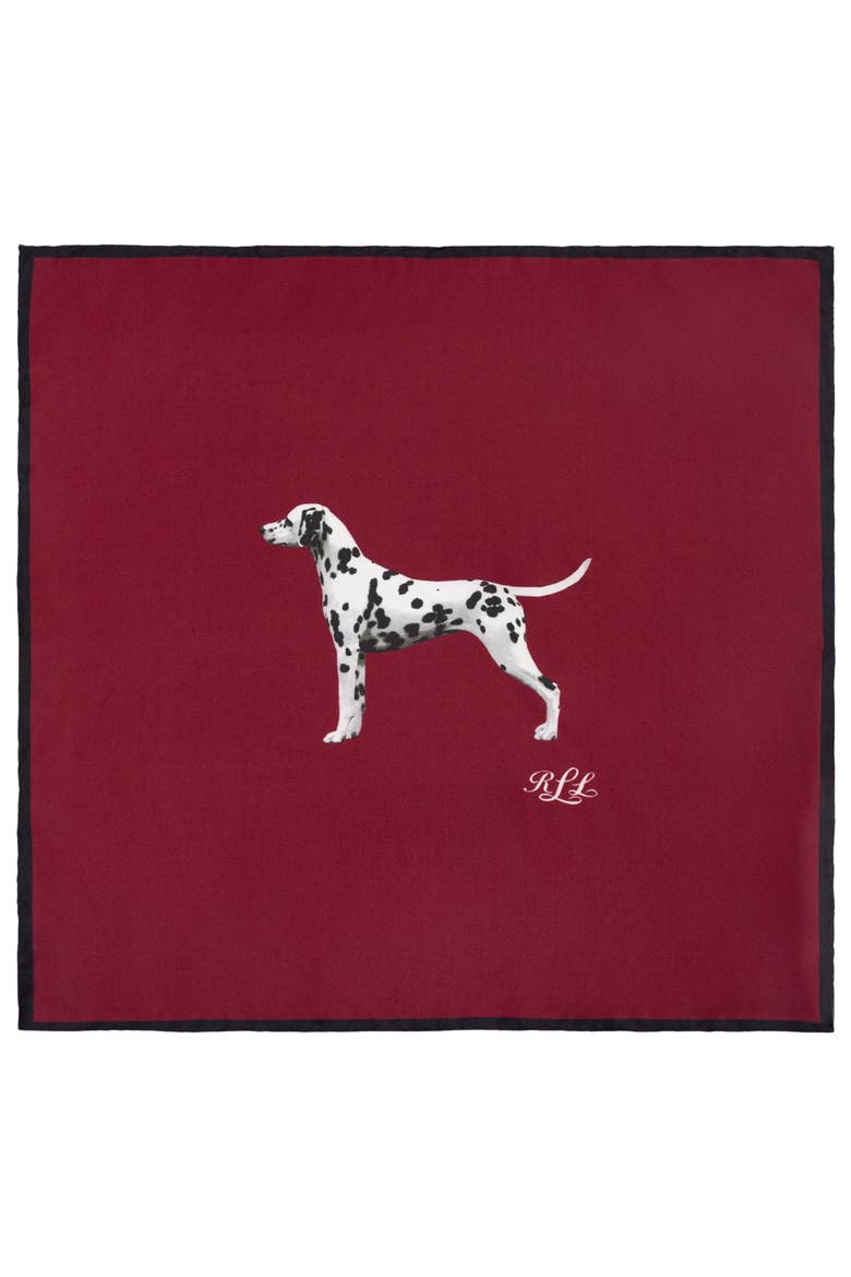 Dog Conversational Silk Small Square Scarf, Alternate, color, RALPH RED