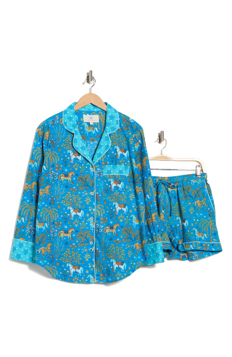 Printfresh Organic Cotton Poplin Short Pajamas, Alternate, color, Steel Blue