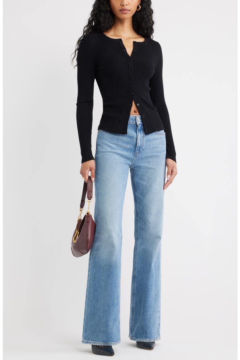 Rib Cardigan, Alternate, color, BLACK