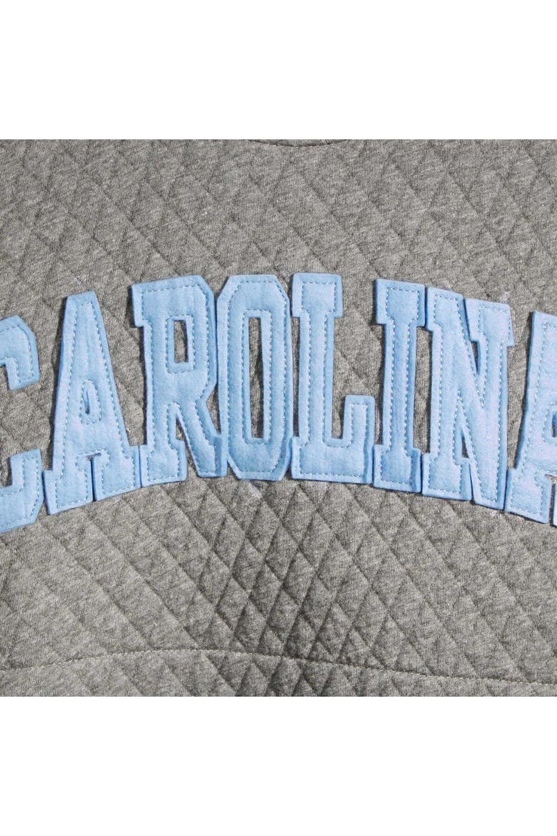 Women's Pressbox Heather Charcoal North Carolina Tar Heels Moose Quilted Pullover Sweatshirt, Alternate, color, Heather Gray