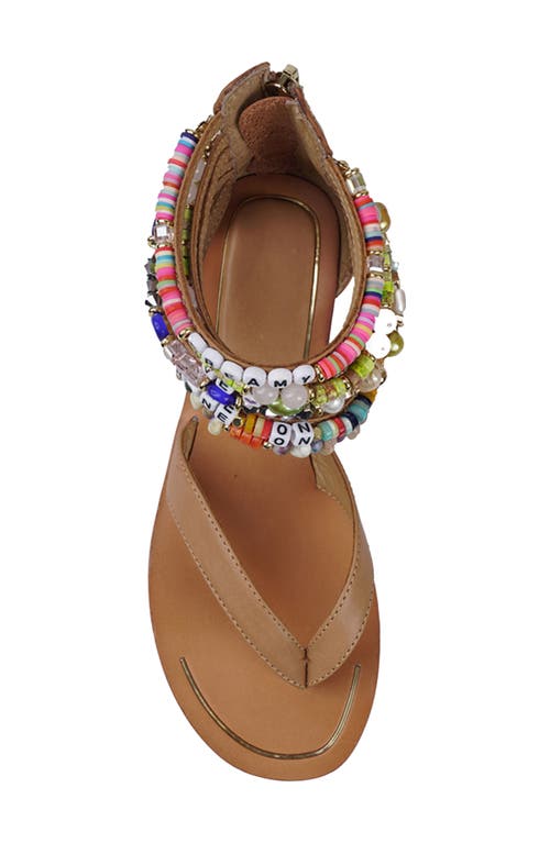 Zigi Farina Beaded Ankle Cuff Sandal In Tan Multi