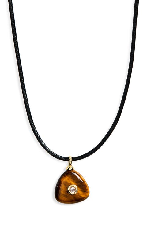 Tiger's Eye Pendant Cord Necklace