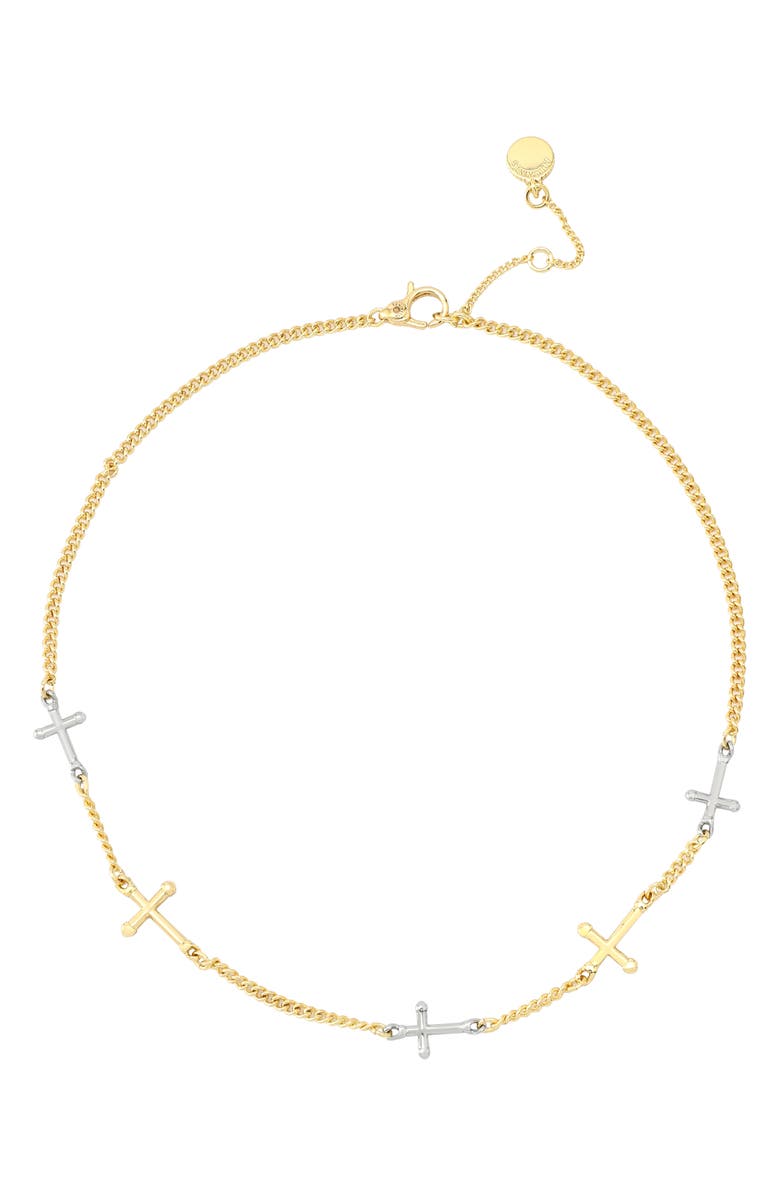 AllSaints Two-Tone Cross Station Necklace, Alternate, color,
