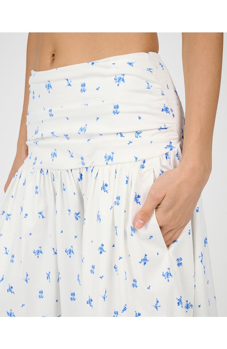 WeWoreWhat Ruched Waist Midi Skirt, Alternate, color, Sky Multi