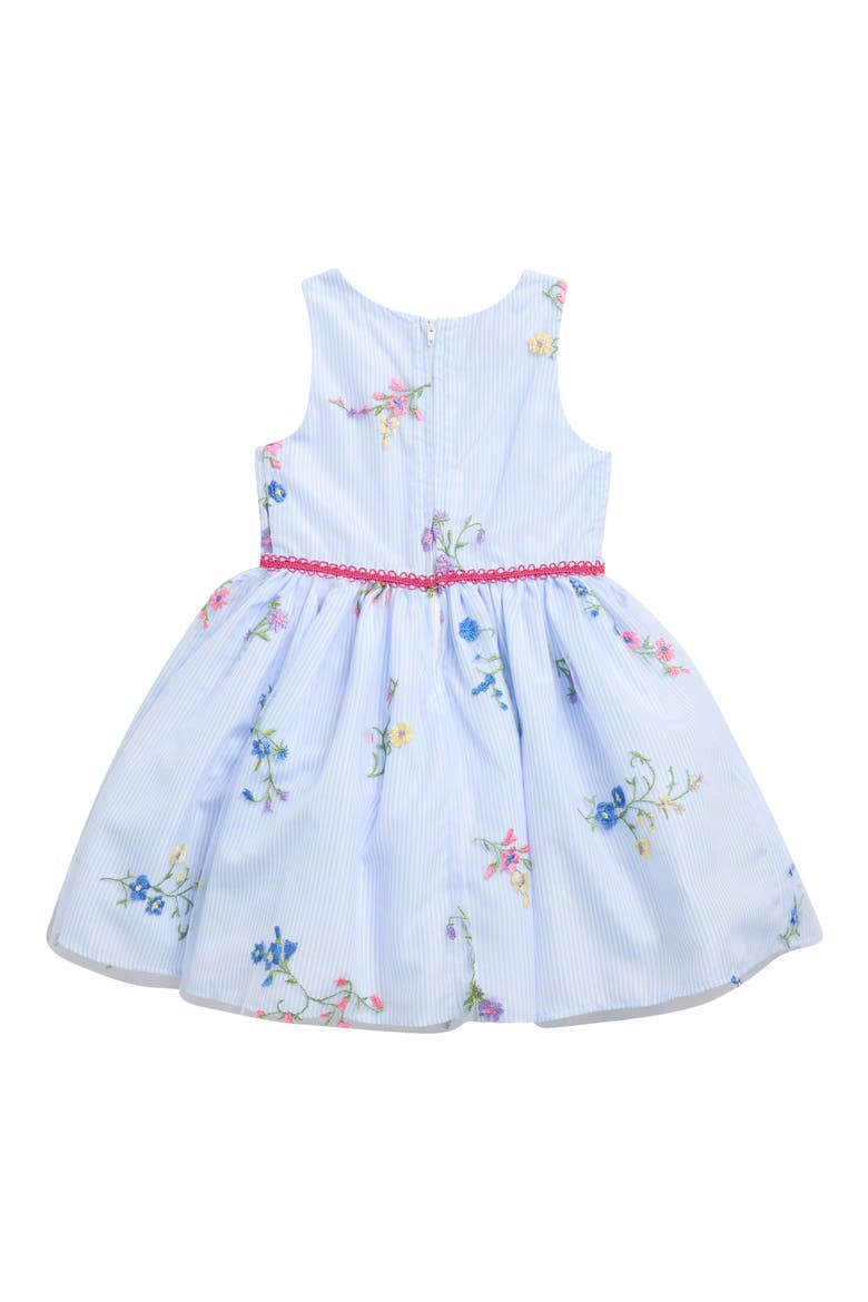 Kids' Embroidered Floral Stripe Dress & Bloomers, Alternate, color, BLUE/ WHITE