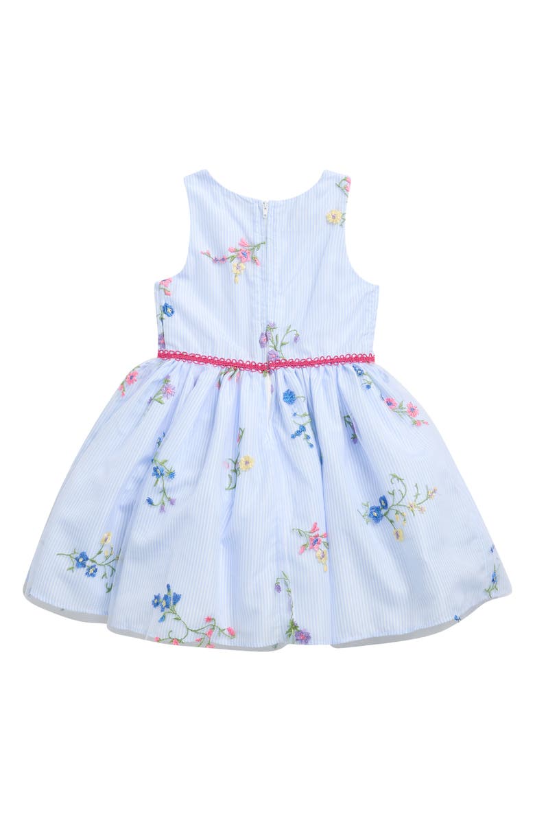 Pippa & Julie Kids' Embroidered Floral Stripe Dress & Bloomers, Alternate, color, Blue/ White