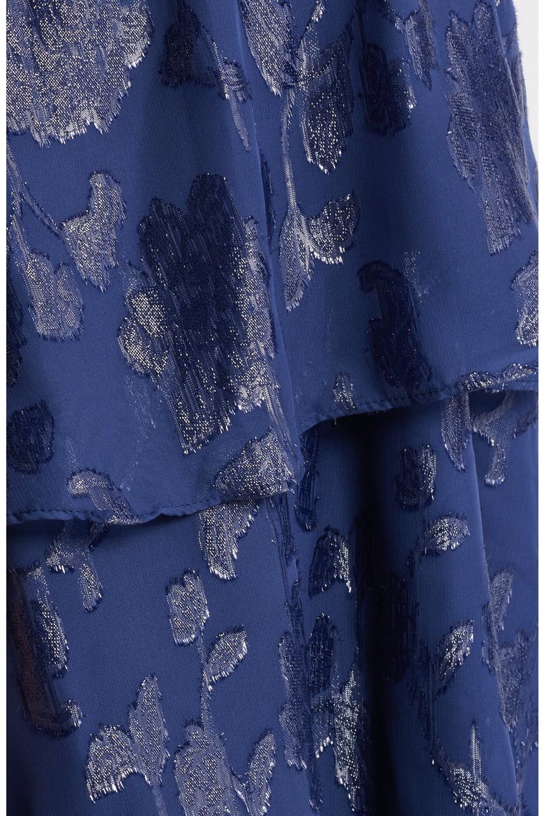 Metallic Floral Long Sleeve Tiered Dress, Alternate, color, DISTANT MOUNTAIN