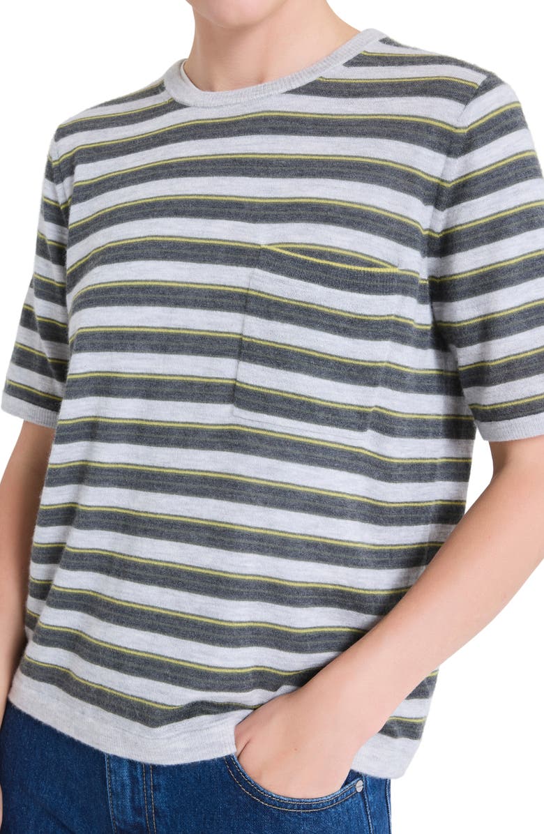 TWP Stripe Cashmere Pocket T-Shirt, Alternate, color, Beetle Multi